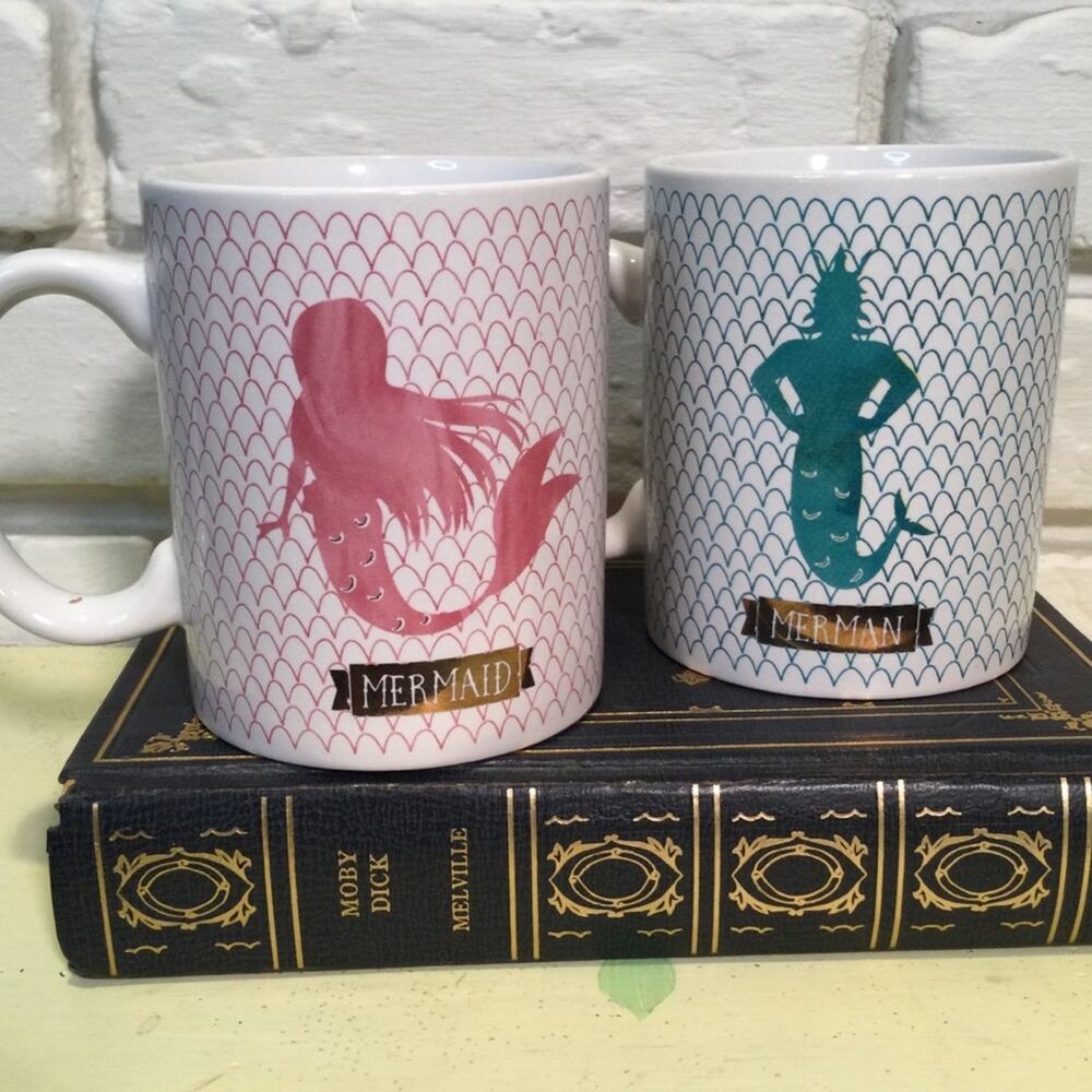 Mermaid/Merman set of 2 mugs